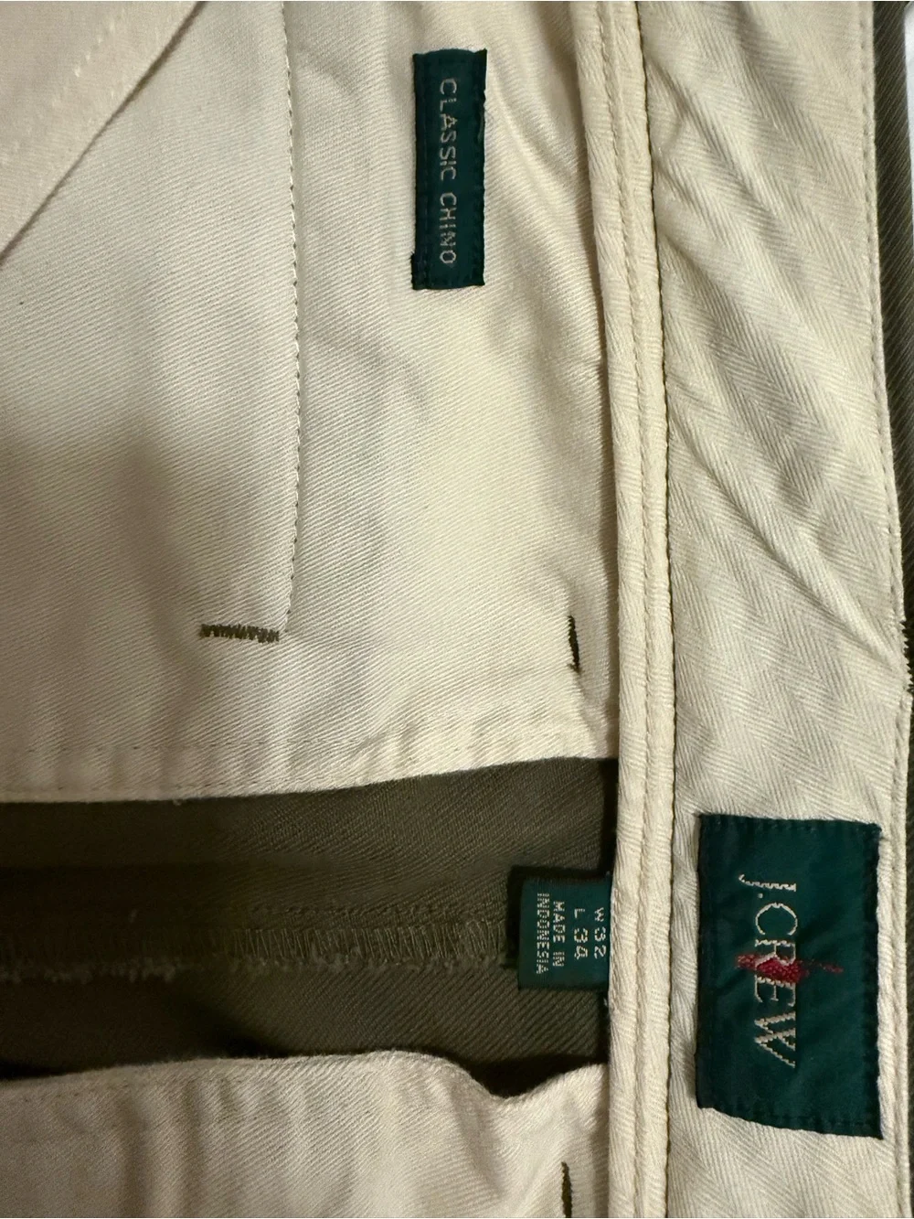 J Crew Classic Chinos - Dill 32 x 34